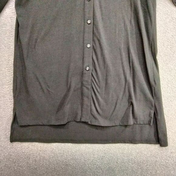 tyler boe Button Down Shirt Womens Size S Knit Black Stretch Hi-Lo Tunic Preppy - Picture 3 of 12